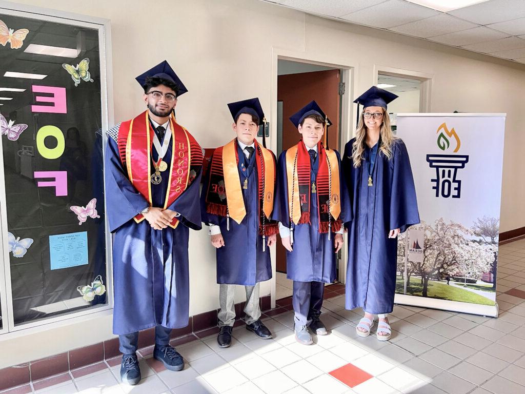 EOF Students together before graduation in regalia